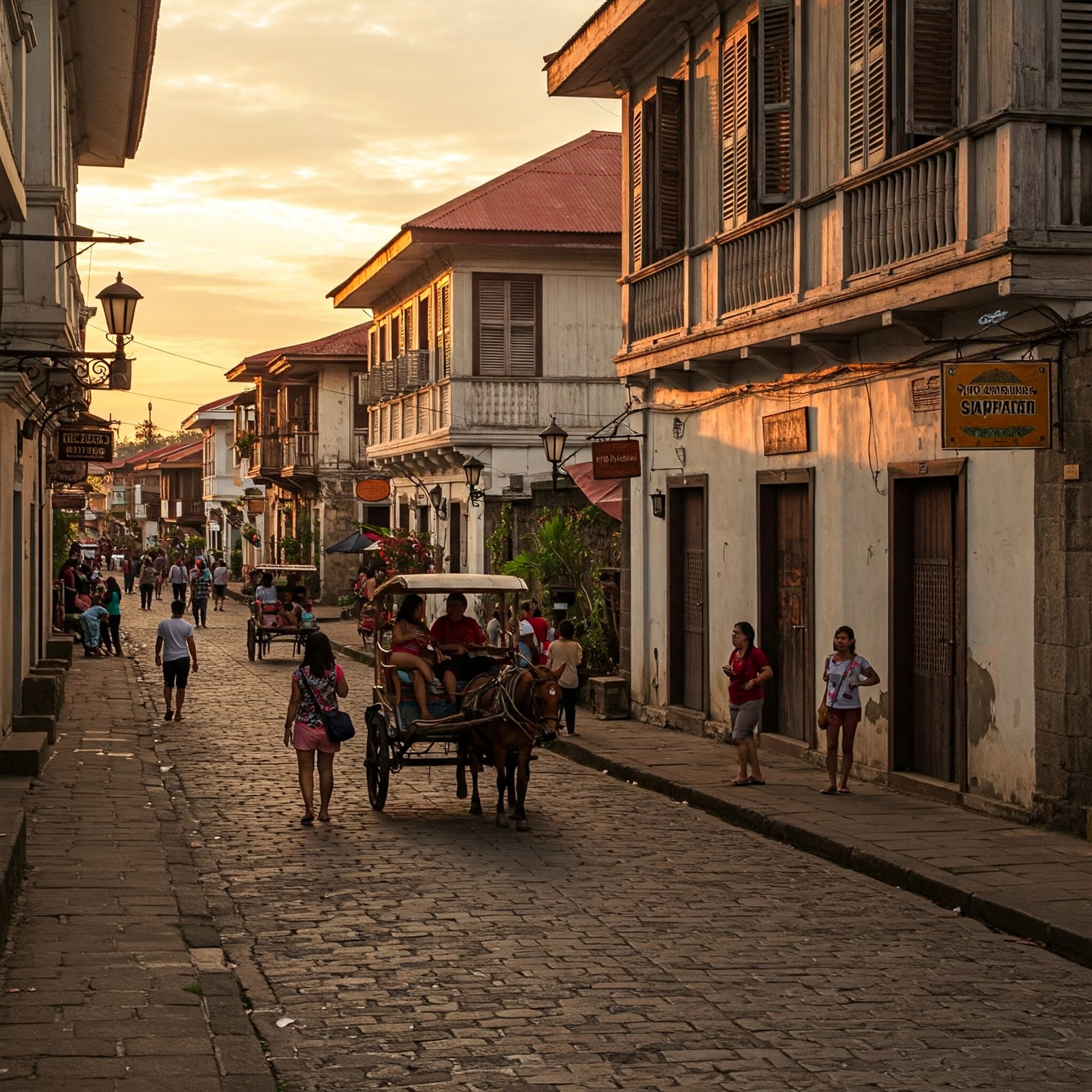 Historic street of Calle Crisologo, Vigan, Ilocos Sur, Philippines